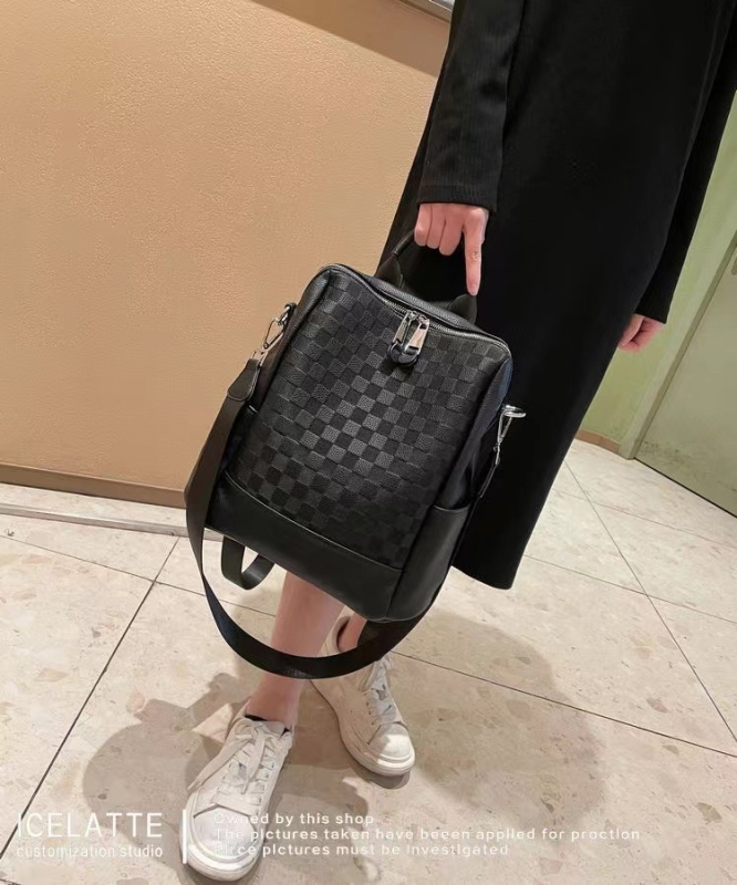 Rucsac din piele pentru femei, model în carouri, design de înaltă clasă, rucsac casual pentru școală
