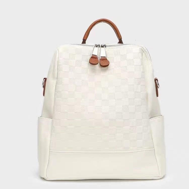 Rucsac din piele pentru femei, model în carouri, design de înaltă clasă, rucsac casual pentru școală