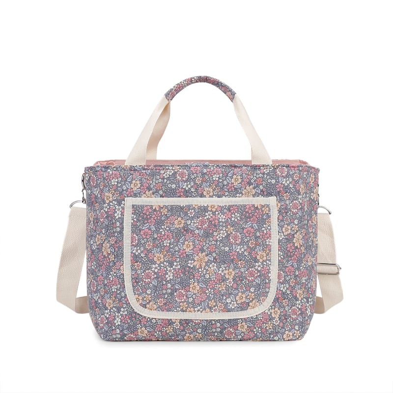 Geantă pentru mamă cu imprimeu floral retro, geantă tote spațioasă, curea de umăr reglabilă pentru mamă și bebeluș
