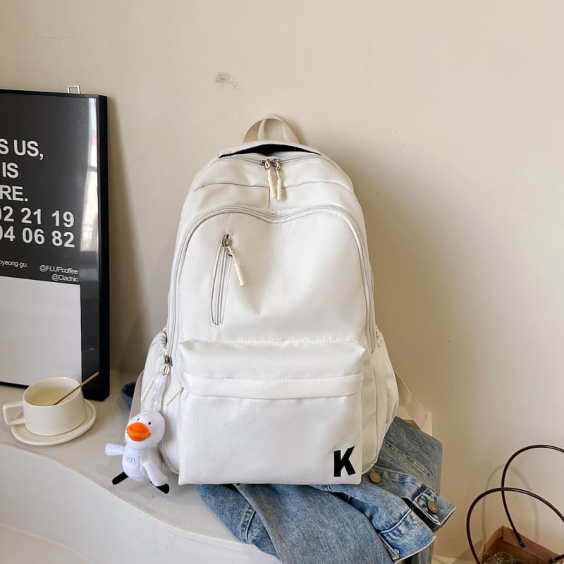 Egyszínű, egyszerű hátizsák 20–35 L kapacitással, közép- és általános iskolások számára, könnyű, légáteresztő nylon, 16 hüvelykes laptop befogadására