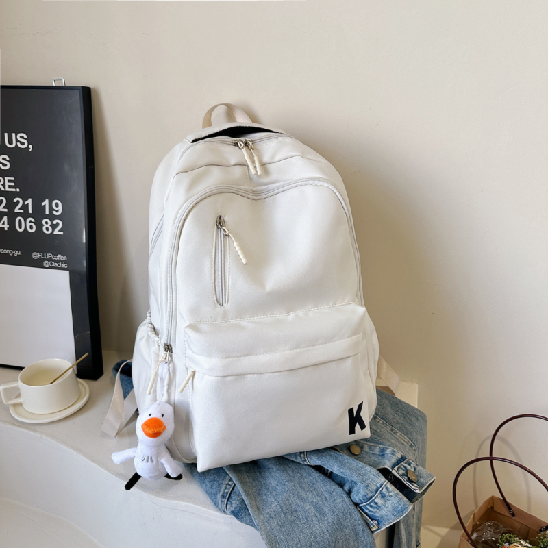 Egyszínű, egyszerű hátizsák 20–35 L kapacitással, közép- és általános iskolások számára, könnyű, légáteresztő nylon, 16 hüvelykes laptop befogadására