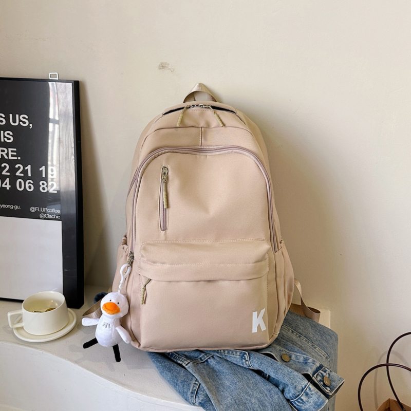Egyszínű, egyszerű hátizsák 20–35 L kapacitással, közép- és általános iskolások számára, könnyű, légáteresztő nylon, 16 hüvelykes laptop befogadására