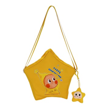 Geantă crossbody pentru copii, cu personaj de desene animate, model stea și jucărie din pluș