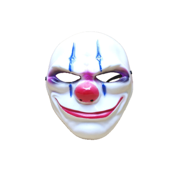 Hororová maska klauna s červeným nosom inšpirovaná hrou Payday 2 na cosplay a párty líčenie