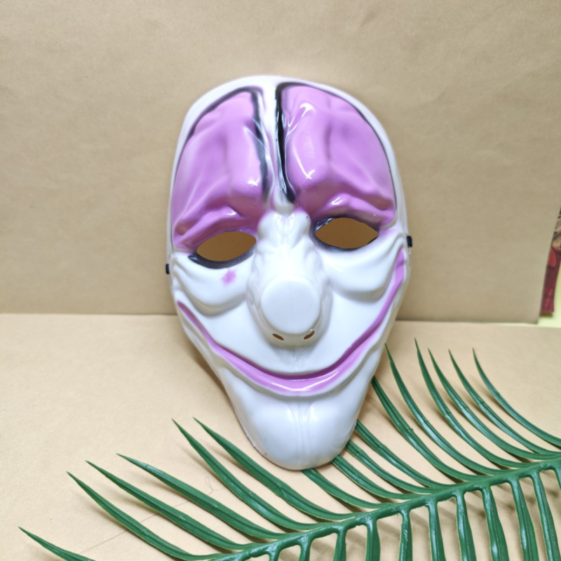 Hororová maska klauna s červeným nosom inšpirovaná hrou Payday 2 na cosplay a párty líčenie