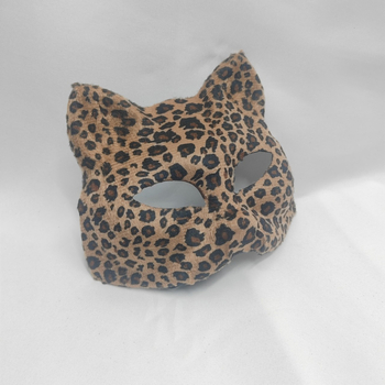Maska mačky s leopardím vzorom, rekvizita do polovice tváre na maškarný ples a Halloween