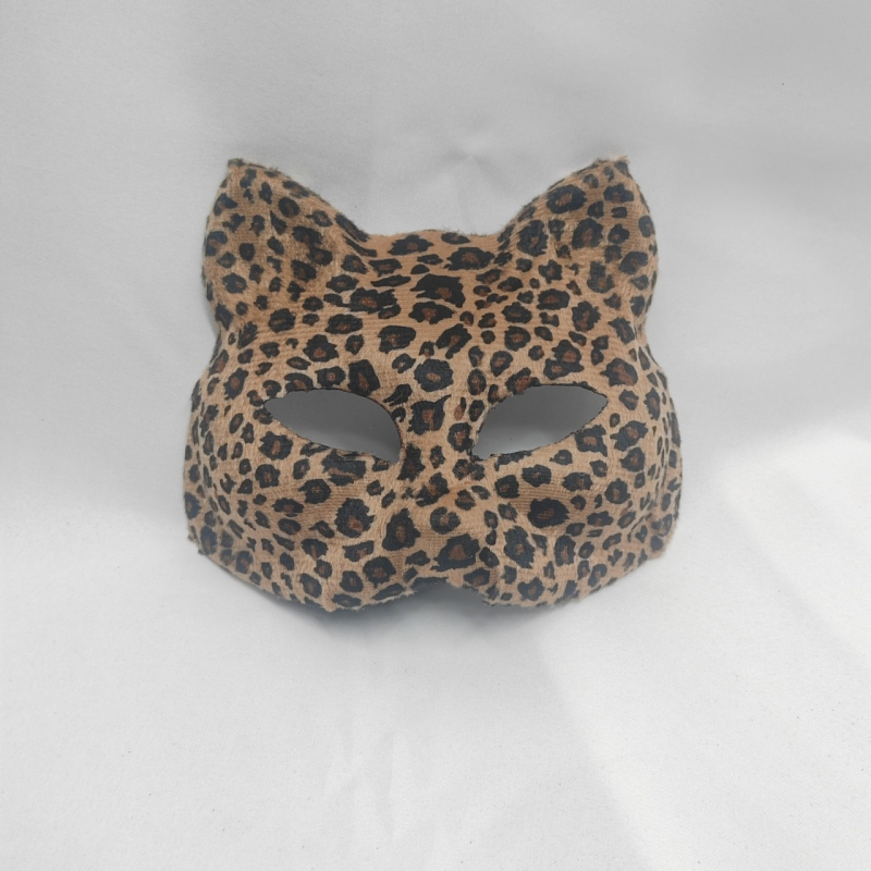 Maska mačky s leopardím vzorom, rekvizita do polovice tváre na maškarný ples a Halloween