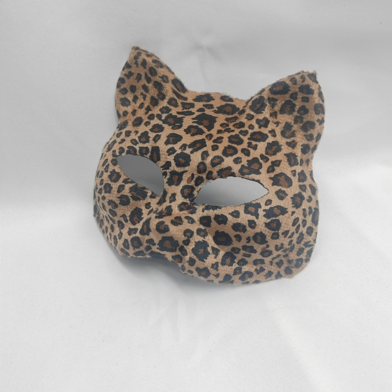 Maska mačky s leopardím vzorom, rekvizita do polovice tváre na maškarný ples a Halloween