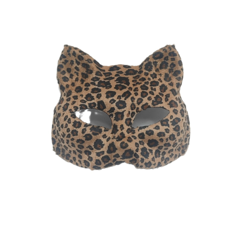 Maska mačky s leopardím vzorom do polovice tváre na Halloween – EVA