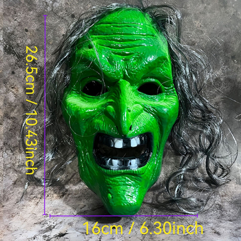 Halloweenska hororová celotvárová maska čarodejnice – plastová rekvizita pre domácich majstrov na párty