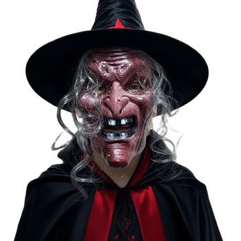 Halloweenska hororová celotvárová maska čarodejnice – plastová rekvizita pre domácich majstrov na párty