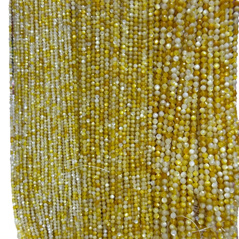 2-4mm φυσικά μαργαριτάρια βαθιάς θάλασσας, κίτρινο πεταλούδα κελύφος, φετσετοποιημένα σε σχήμα ποδοσφαίρου, για DIY κολιέ και βραχιόλι