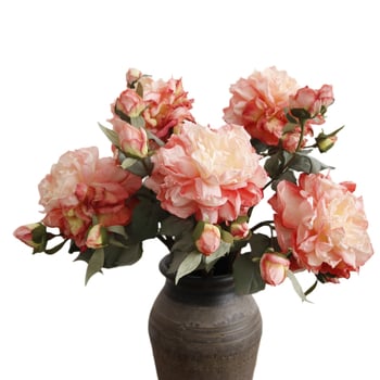 Τεχνημένο peony με τέσσερα άνθη, γαλλικού στυλ καμένο άκρο σε ελαιογραφία, πολυτελής διακοσμητικός μπουκέτο για σαλόνι