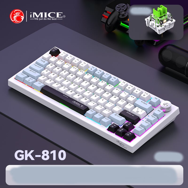 IMICE GK810 mechanikus billentyűzet - vezeték nélküli Bluetooth hárommódú, testreszabható asztali számítógép irodába és játékhoz