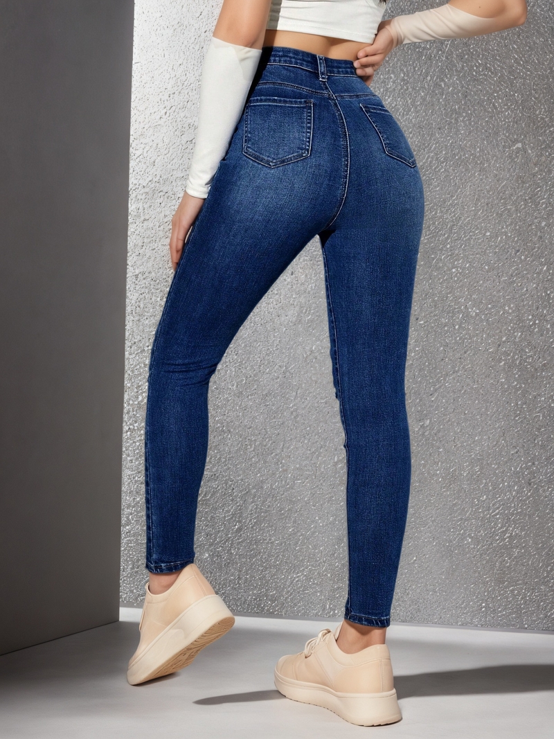 Blugi rupți în stil european și american de stradă pentru femei, toamnă 2025, croială slim, pantaloni creion casual, la modă