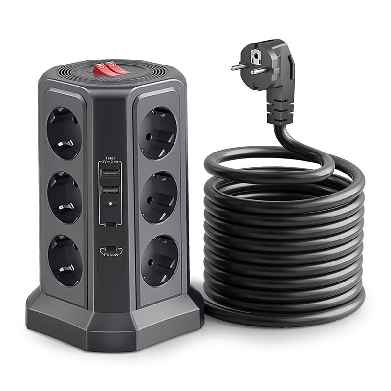 Priză verticală, standard european transfrontalier, tip turn desktop multifuncțional, standard german, standard coreean, USB de export
