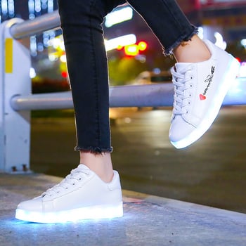 Pantofi luminoși LED noi, pantofi care strălucesc în întuneric, pantofi cu încărcare USB și lumini, pantofi sport casual