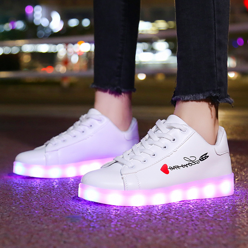 Pantofi luminoși LED noi, pantofi care strălucesc în întuneric, pantofi cu încărcare USB și lumini, pantofi sport casual