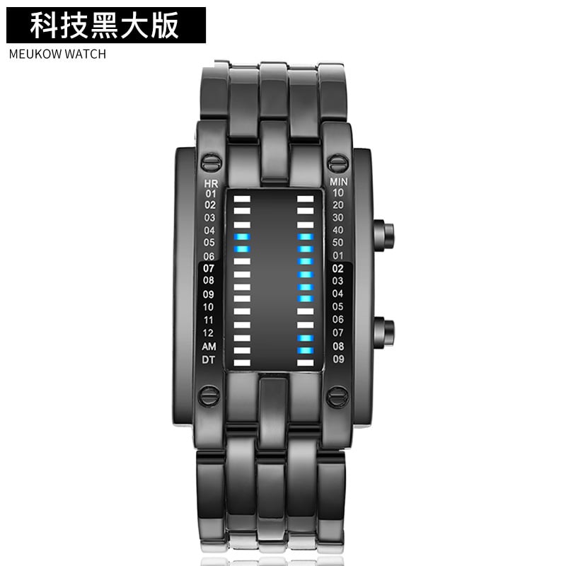 Koreai stílusú, modern LED-es Vasember kétsoros, bináris, személyre szabott elektronikus karórák diákoknak és pároknak