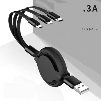 Reklám adatkábel, 3 az 100 W-os gyors töltő, visszahúzható töltőkábel, kompatibilis a Huawei, Apple és Android készülékekkel