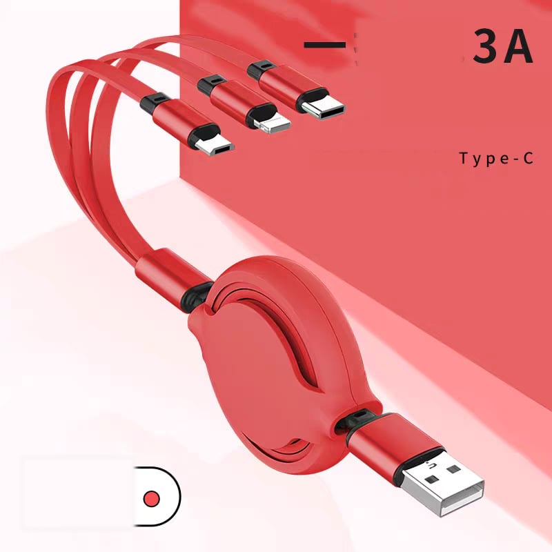 Reklám adatkábel, 3 az 100 W-os gyors töltő, visszahúzható töltőkábel, kompatibilis a Huawei, Apple és Android készülékekkel