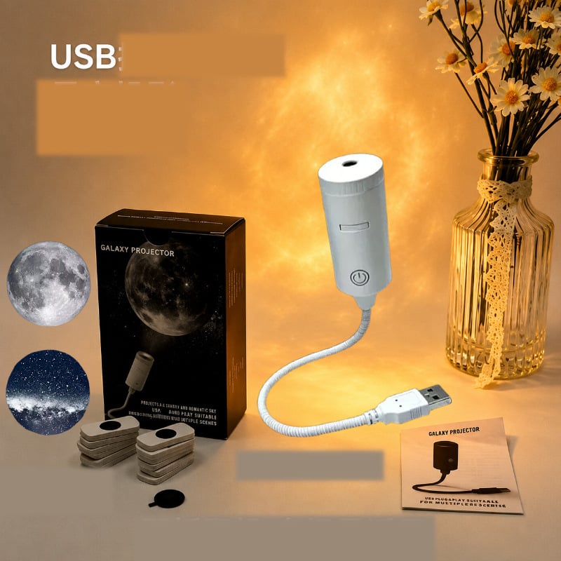 Δημοφιλείς λάμπες προβολής USB με αντικαταστάσιμο φύλλο αλουμινίου, συμπεριλαμβανομένων νυχτερινών φώτων πλανητών και φεγγαριών και ατμοσφαιρικών φώτων αυτοκινήτου