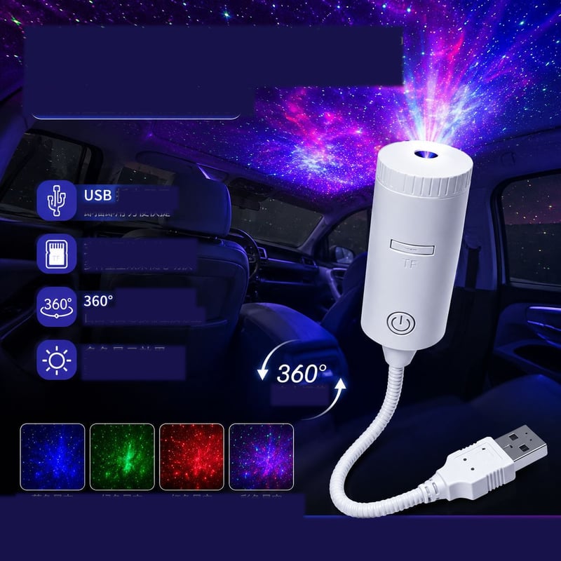Δημοφιλείς λάμπες προβολής USB με αντικαταστάσιμο φύλλο αλουμινίου, συμπεριλαμβανομένων νυχτερινών φώτων πλανητών και φεγγαριών και ατμοσφαιρικών φώτων αυτοκινήτου