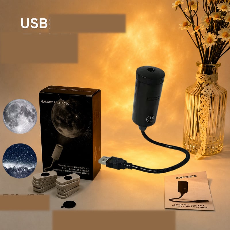 Δημοφιλείς λάμπες προβολής USB με αντικαταστάσιμο φύλλο αλουμινίου, συμπεριλαμβανομένων νυχτερινών φώτων πλανητών και φεγγαριών και ατμοσφαιρικών φώτων αυτοκινήτου