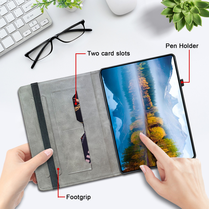 Puzdro na tablet Samsung s držiakom na karty a stojanom pre Tab A11, A9+, S12+, S11, S10 Lite a S10 FE+ – syntetická koža