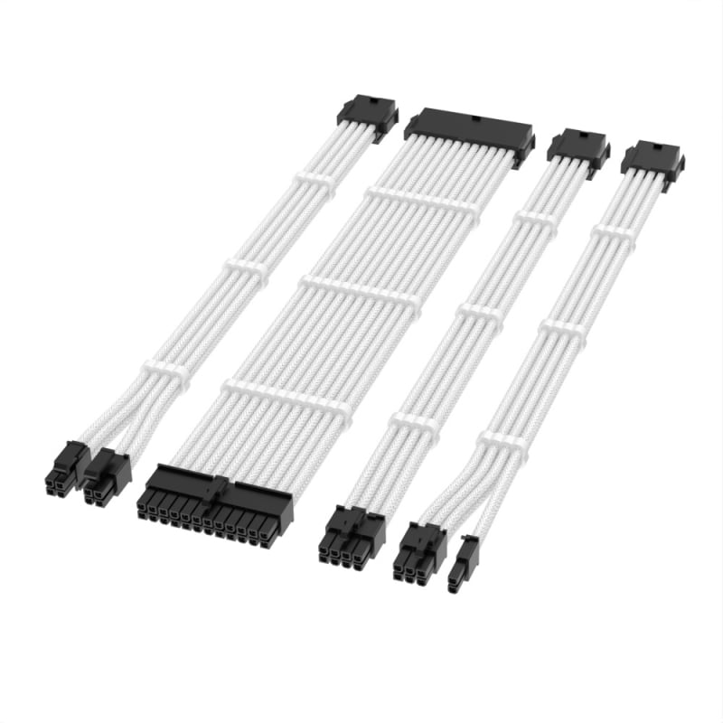 Nylonhálós 18 AWG tápegység hosszabbító kábelek, 4 darabos készlet 24-pines alaplaphoz és 8-pins CPU/GPU csatlakozókhoz