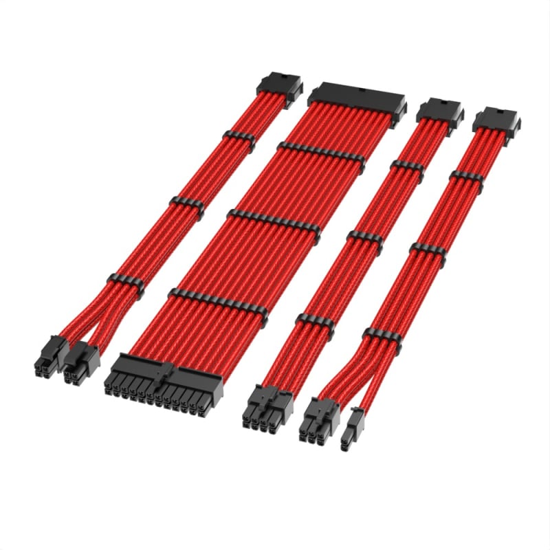 Nylonhálós 18 AWG tápegység hosszabbító kábelek, 4 darabos készlet 24-pines alaplaphoz és 8-pins CPU/GPU csatlakozókhoz