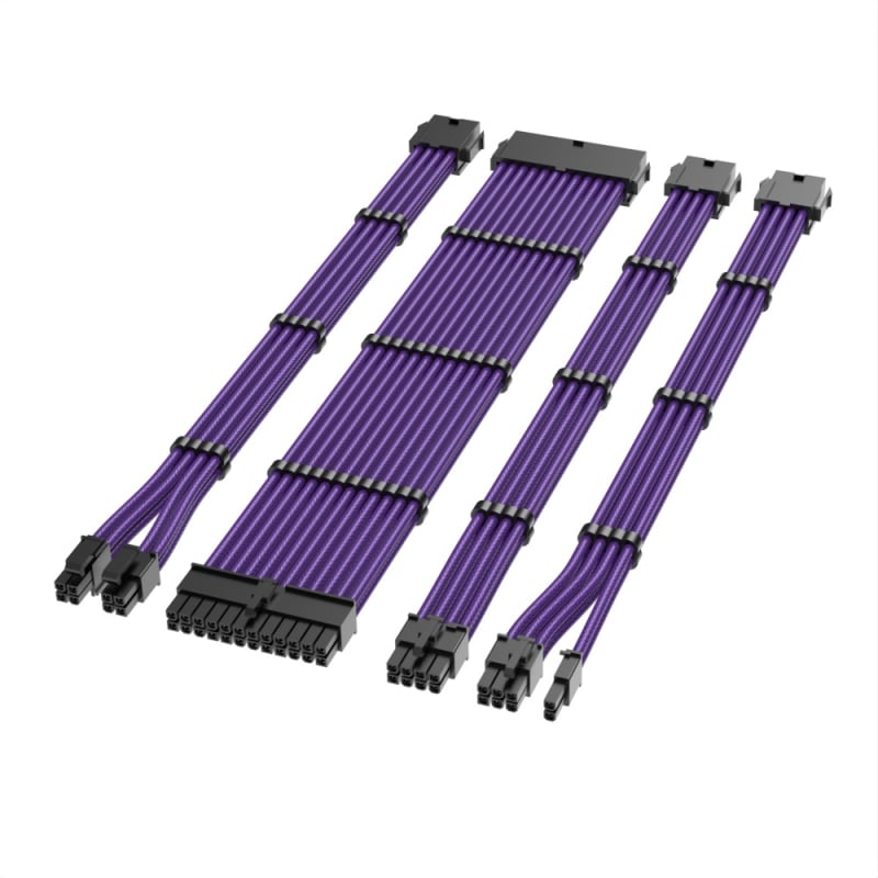 Nylonhálós 18 AWG tápegység hosszabbító kábelek, 4 darabos készlet 24-pines alaplaphoz és 8-pins CPU/GPU csatlakozókhoz