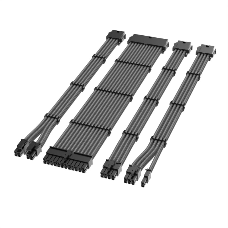 Nylonhálós 18 AWG tápegység hosszabbító kábelek, 4 darabos készlet 24-pines alaplaphoz és 8-pins CPU/GPU csatlakozókhoz