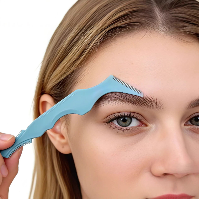 Unealtă de machiaj pentru ochi din silicon — aplicator multifuncțional pentru eyeliner și mascara, cu pieptene pentru gene