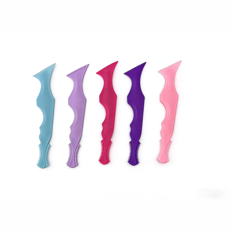 Unealtă de machiaj pentru ochi din silicon — aplicator multifuncțional pentru eyeliner și mascara, cu pieptene pentru gene