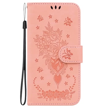 Puzdro na Nokia G21 s reliéfnym dizajnom motýľovej ruže a slotom na kartu, kompatibilné s Nokiou 5.4