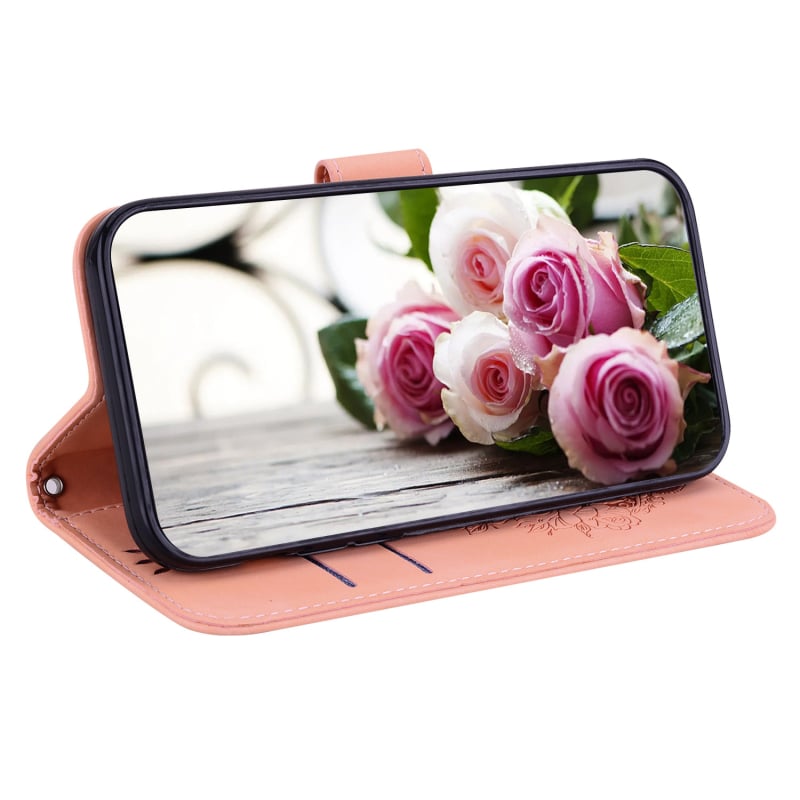 Puzdro na Nokia G21 s reliéfnym dizajnom motýľovej ruže a slotom na kartu, kompatibilné s Nokiou 5.4