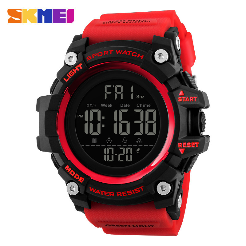 SKMEI Time Beauty Férfiaknak, outdoor sport elektronikus karóra, multifunkcionális, vízálló, ütésálló, PU-szíj