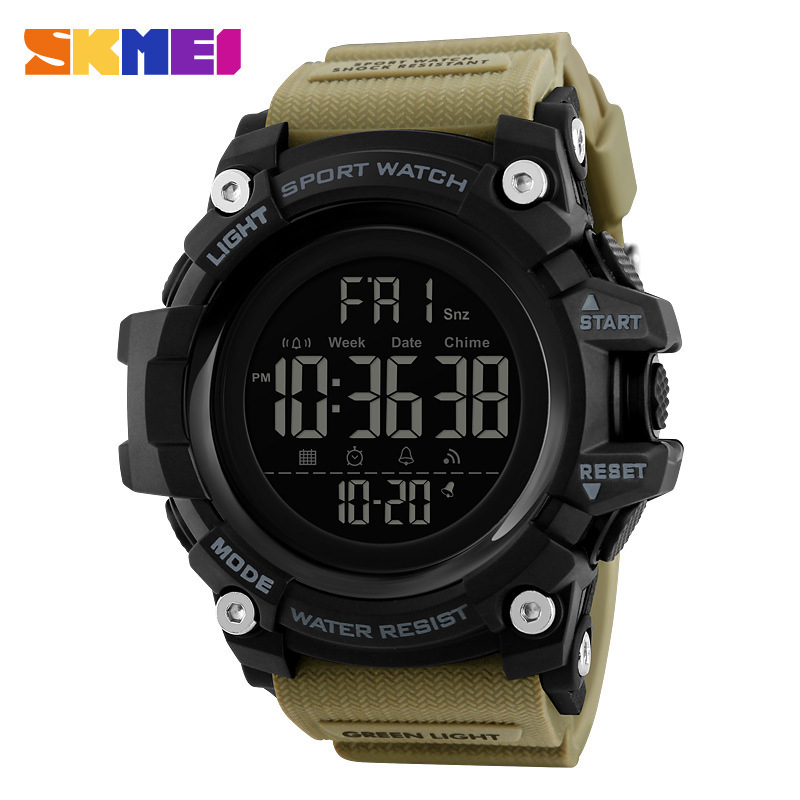 SKMEI Time Beauty Férfiaknak, outdoor sport elektronikus karóra, multifunkcionális, vízálló, ütésálló, PU-szíj