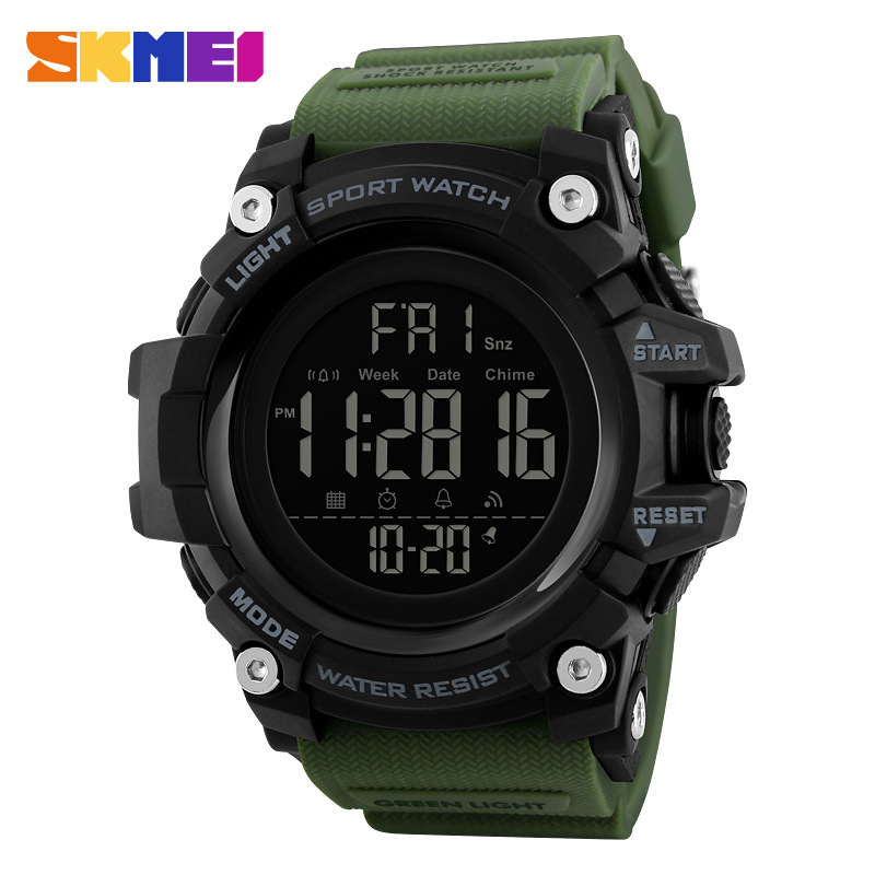 SKMEI Time Beauty Férfiaknak, outdoor sport elektronikus karóra, multifunkcionális, vízálló, ütésálló, PU-szíj