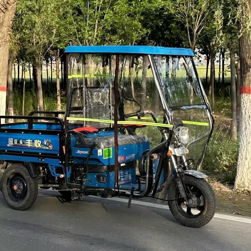 Električni tricikl – zaštitni nadstrešak od nehrđajućeg čelika, prednji krov za tricikle, novi model, ojačan, potpuno prozirna kišna zavjesa