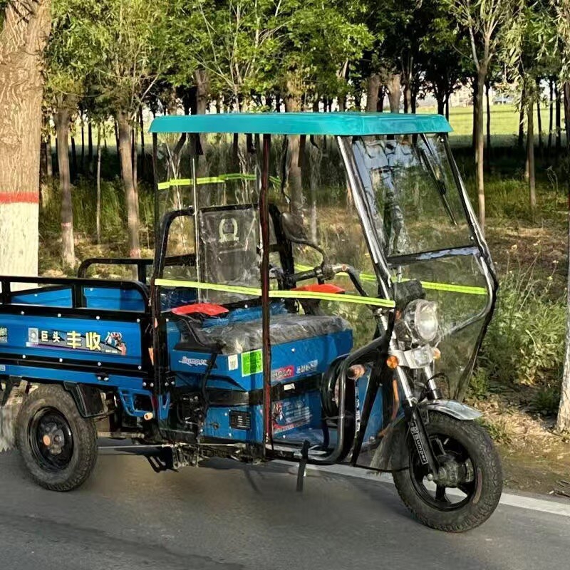 Električni tricikl – zaštitni nadstrešak od nehrđajućeg čelika, prednji krov za tricikle, novi model, ojačan, potpuno prozirna kišna zavjesa