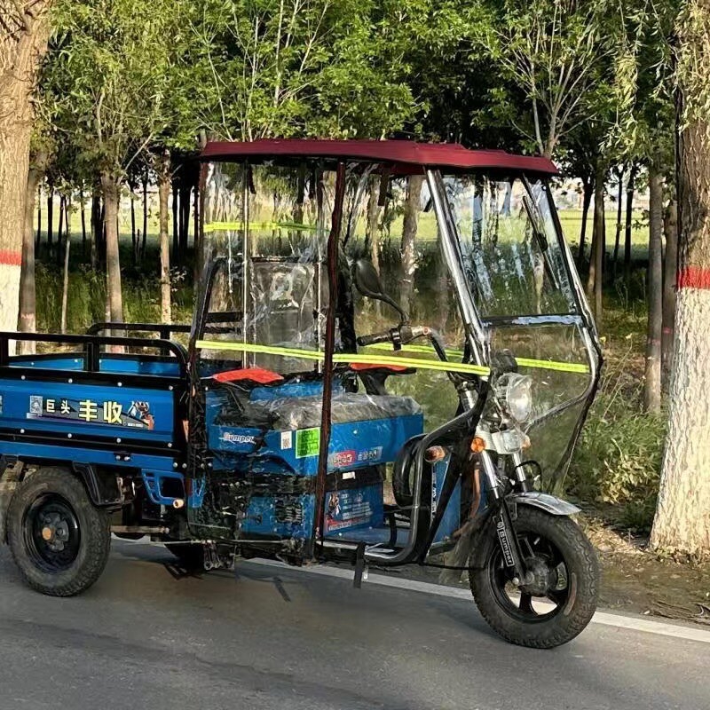 Električni tricikl – zaštitni nadstrešak od nehrđajućeg čelika, prednji krov za tricikle, novi model, ojačan, potpuno prozirna kišna zavjesa