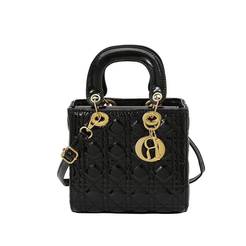 Geantă mică pătrată din PU, quilted, curea crossbody, stil urban pentru uz zilnic