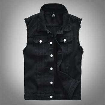 Crna denim vesta za muškarce, casual bez rukava, za četiri sezone