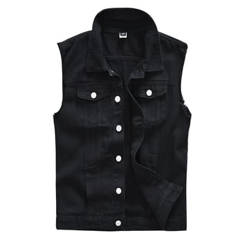 Crna denim vesta za muškarce, casual bez rukava, za četiri sezone