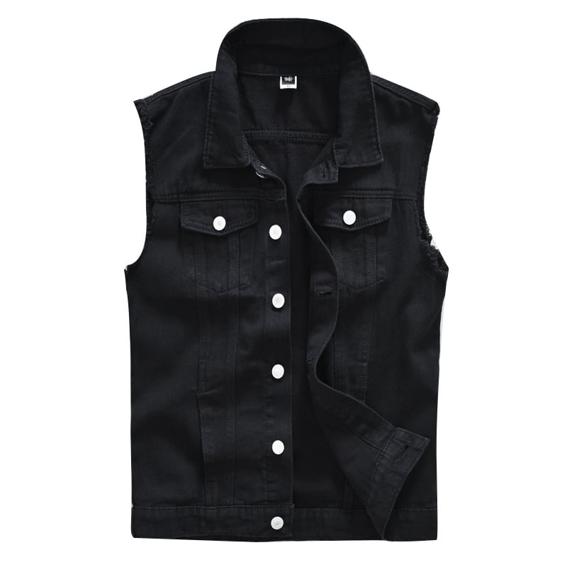 Crna denim vesta za muškarce, casual bez rukava, za četiri sezone