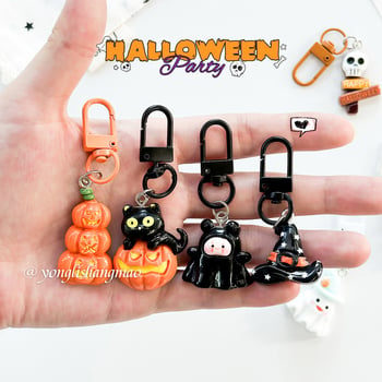 Kreativan Halloween privjesak za ključeve: crna mačka, tikva, duh i pauk – sladak dodatak za torbu, poklon najboljoj prijateljici
