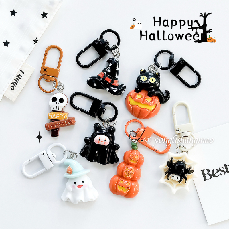 Kreativan Halloween privjesak za ključeve: crna mačka, tikva, duh i pauk – sladak dodatak za torbu, poklon najboljoj prijateljici