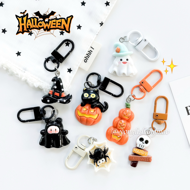 Kreativan Halloween privjesak za ključeve: crna mačka, tikva, duh i pauk – sladak dodatak za torbu, poklon najboljoj prijateljici